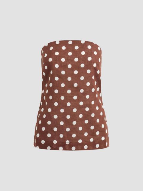 Joe's Jeans Women's The Mariel Polka Dot Strapless Top - Chocolate Ecru Dot
