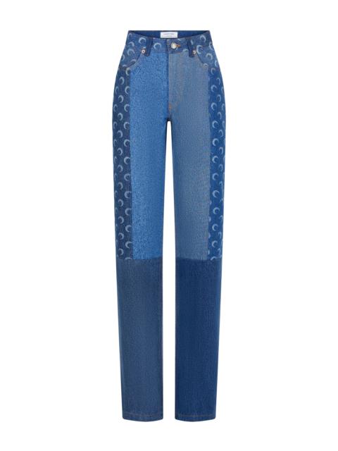 Marine Serre Regenerated Denim Straight Leg Pants