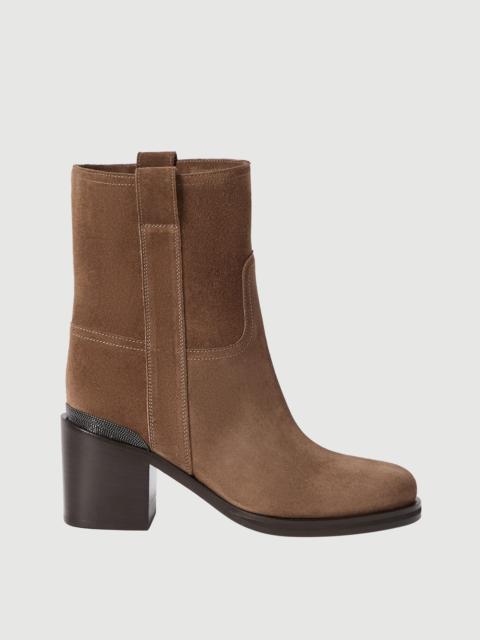 Brunello Cucinelli Suede ankle boots with precious detail