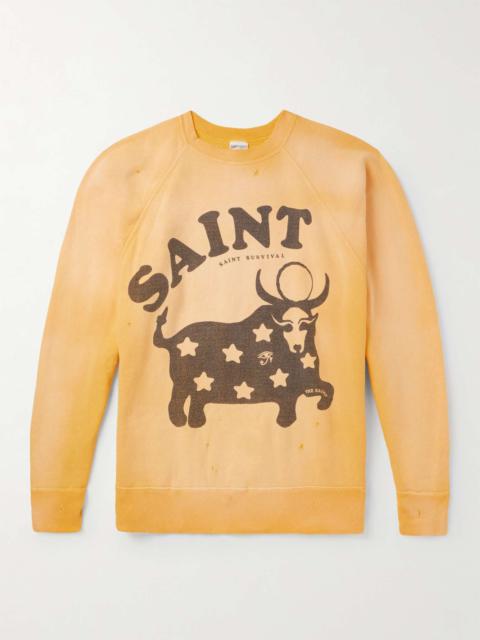 Distressed Printed Cotton-Jersey Sweatshirt