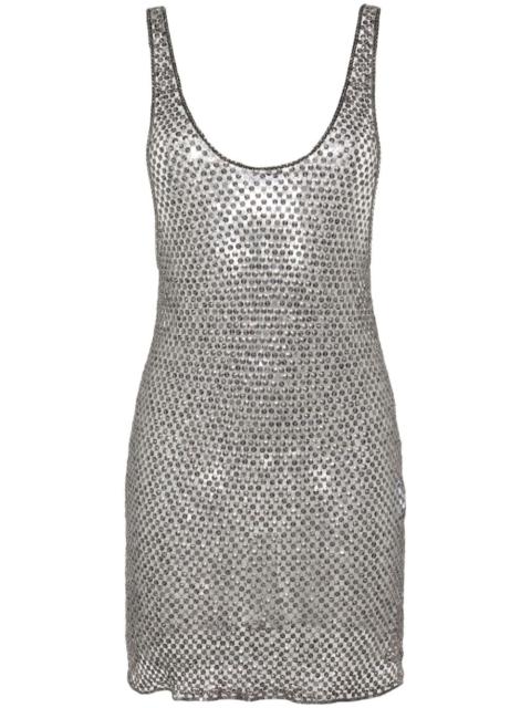sequin-embellished fishnet mini dress