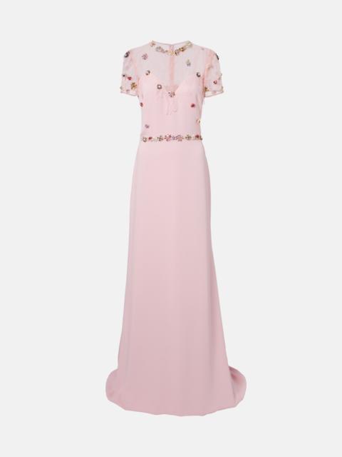 COSTARELLOS Embellished crêpe gown