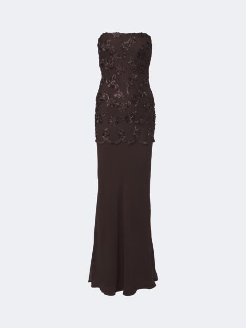 ROTATE Embroidered floral mesh maxi dress