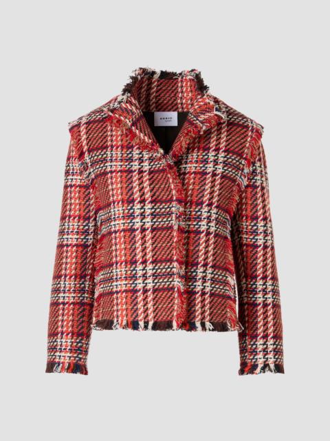 AKRIS Women's Plaid Cotton-Blend Tweed Jacket - Red Multicolor