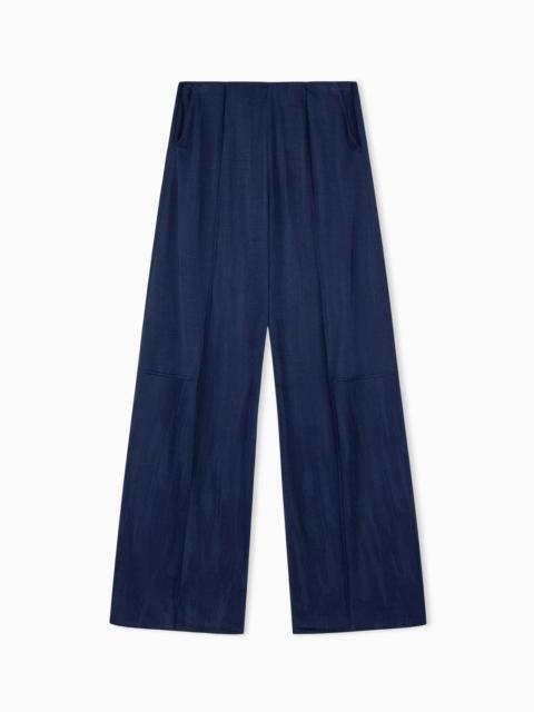 GIORGIO ARMANI TROUSER WIDE-LEG IN JACQUARD JERSEY WITH ELASTIC WAISTBAND