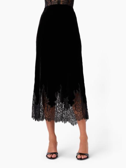 CAMI NYC GEORGIANA VELVET MIDI SKIRT BLACK