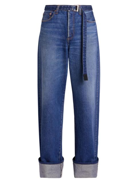sacai Men's Levi's x Sacai Rolled Wide-Leg Jeans - Indigo