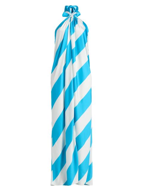 RONNY KOBO Women's Chantell Striped Satin Halterneck Maxi Dress - Turquoise Ivory