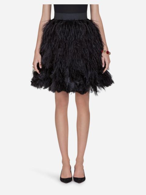 Flounce skirt in feathers