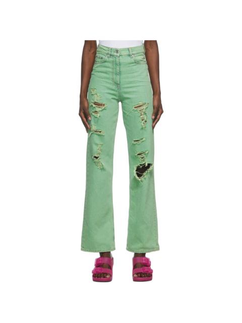 MSGM Green Distressed Jeans