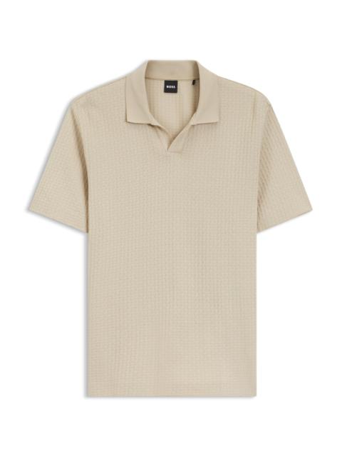 BOSS JACQUARD-PATTERN POLO SHIRT WITH JOHNNY COLLAR