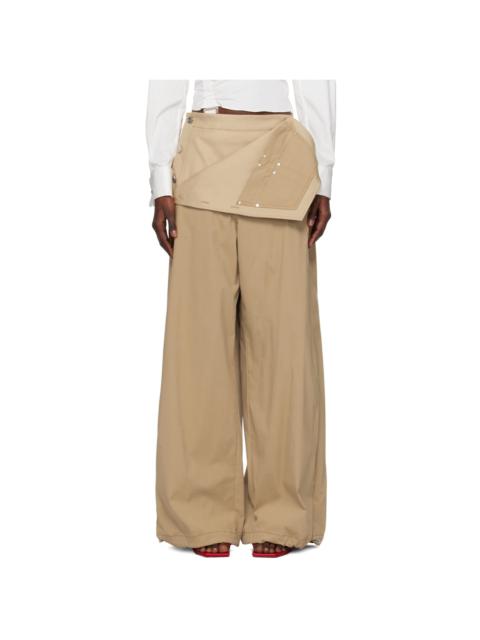 Dion Lee Tan Foldover Parachute Trousers
