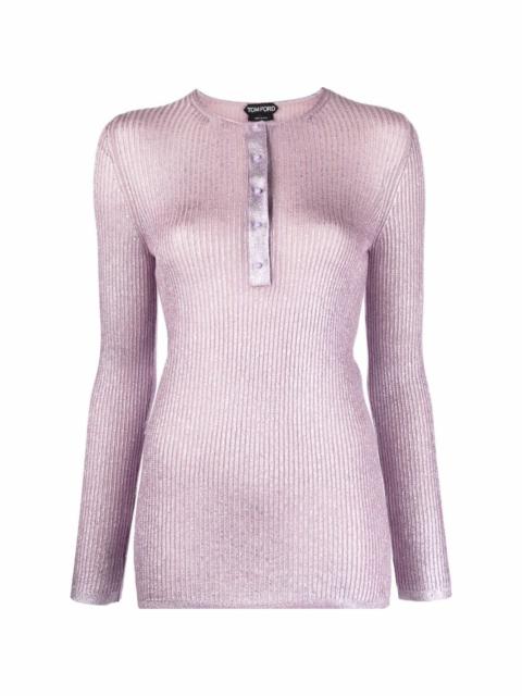 glossy fine ribbed cashmere top