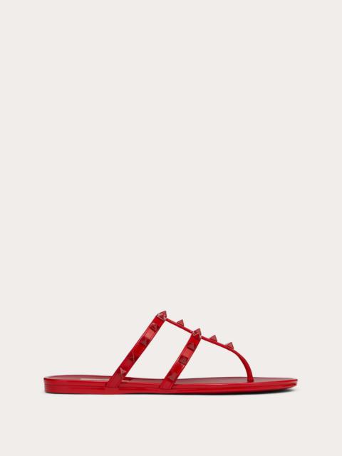 Valentino ROCKSTUD FLAT RUBBER SANDAL WITH TONAL STUDS