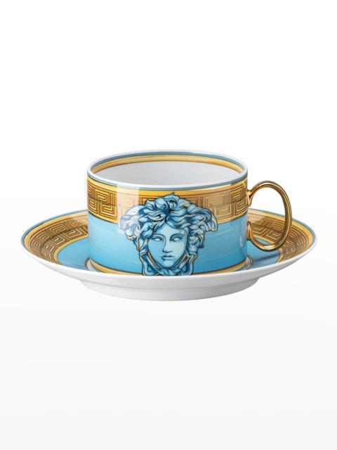 VERSACE Medusa Amplified Blue Coin Tea Cup and Saucer