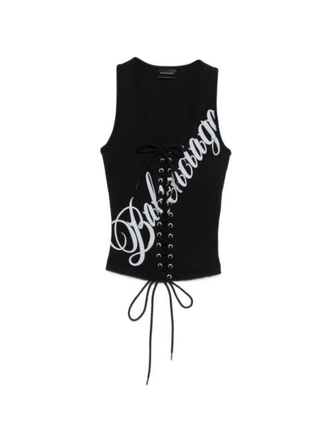 lace-fastening logo-detail tank top