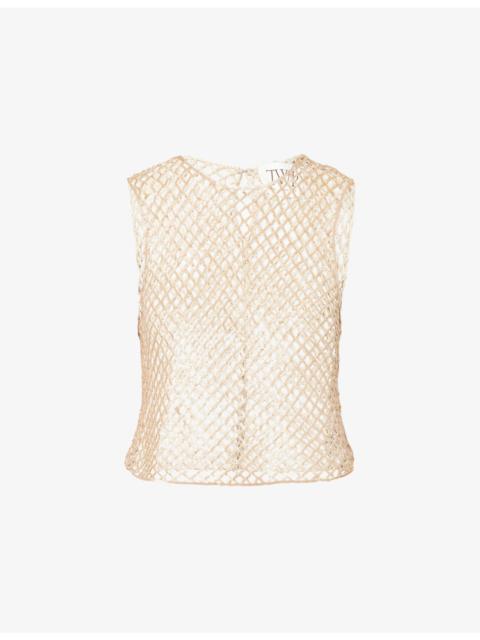 TWP Sequined Muscle Sleeveless Cotton-Knit Top