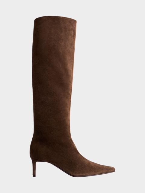 KHAITE Ona Suede Stiletto Knee Boots