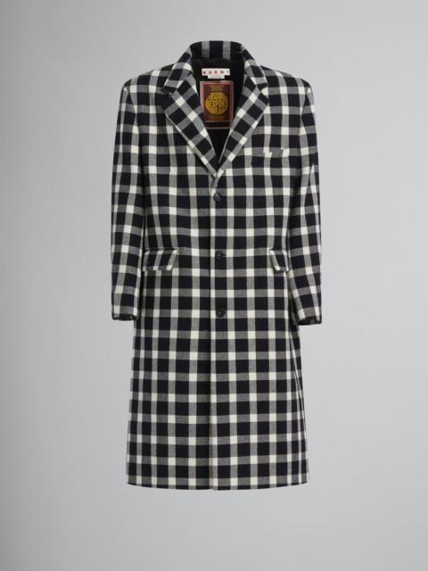 Marni BLACK CHECKED WOOL COAT