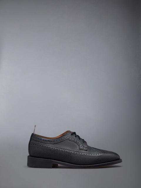 Thom Browne Classic Longwing Brogue Flat In Black Pebble Grain