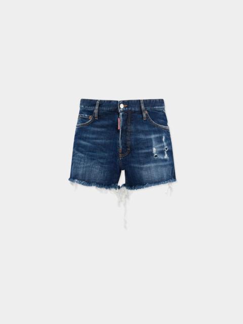 DSQUARED2 DSQUARED2 REBELS DARK WASH SHORTS CUT OFF