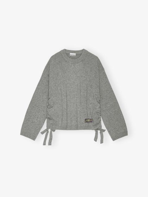 GANNI GREY FUTURE MIXED WOOL OVERSIZED SWEATER