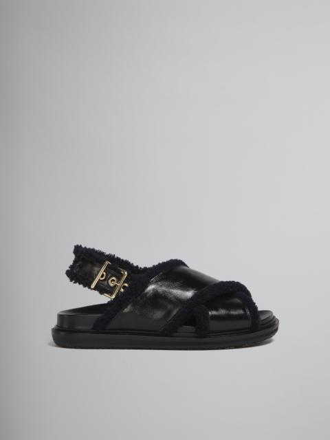 Marni BLACK LEATHER AND MERINOS FUSSBETT
