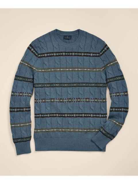 Brooks Brothers Cotton Float-Jacquard Striped Sweater