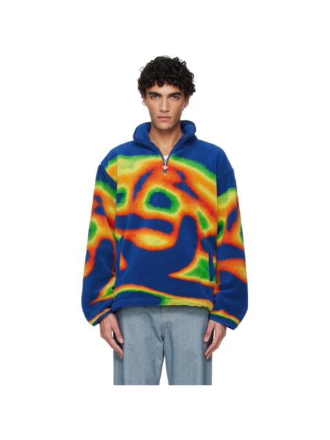 CASABLANCA Blue 1/4 Zip Fleece Jacket