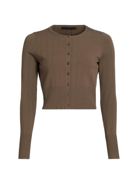 Jenni Kayne Women's Finley Rib-Knit Crop Cardigan - Olive
