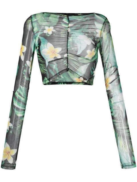 PHILIPP PLEIN Hawaii-print cropped top