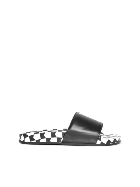 logo-print leather slides