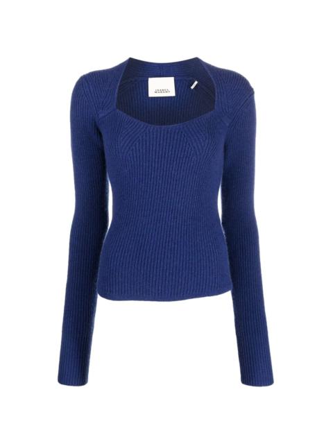 square-neck knitted jumper
