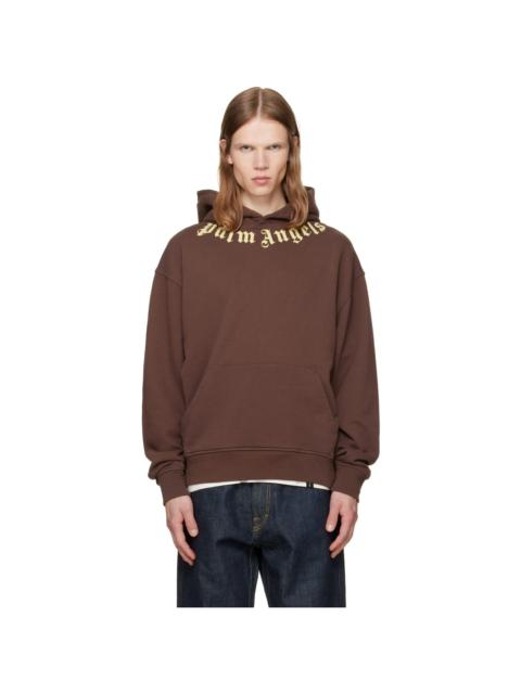 Palm Angels Brown Neck Logo Hoodie
