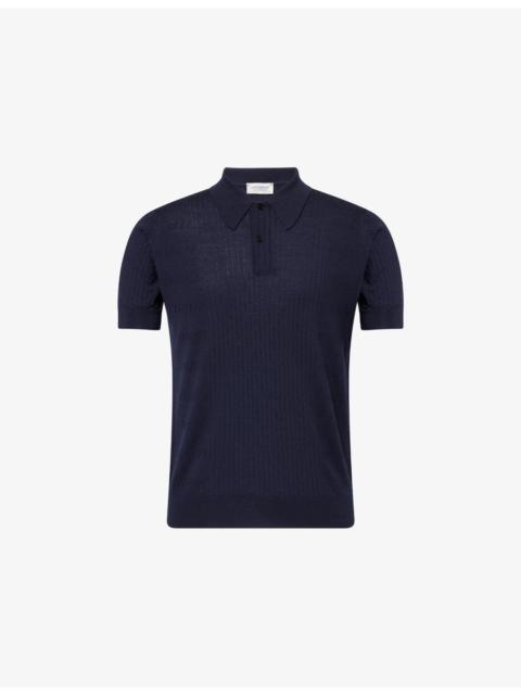 JOHN SMEDLEY Croall Ribbed Merino-Wool Polo Shirt