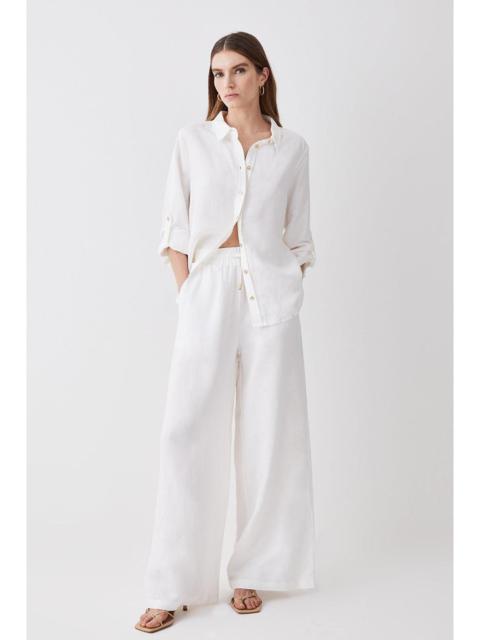 KAREN MILLEN Linen Wide Leg Woven Trouser