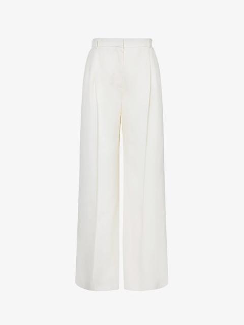 Wide-leg high-rise woven trousers