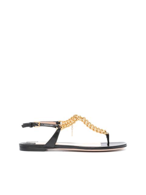 chainlink-strap leather sandals