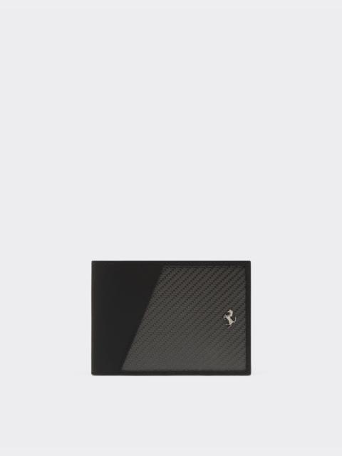Ferrari Horizontal leather and carbon fiber wallet