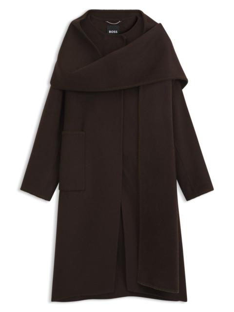 BOSS WOOL-BLEND COAT WITH DETACHABLE SCARF