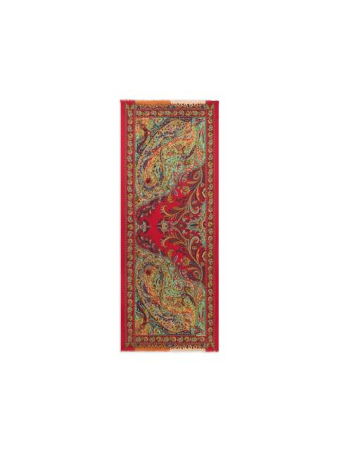 Etro paisley-print fringed cashmere scarf