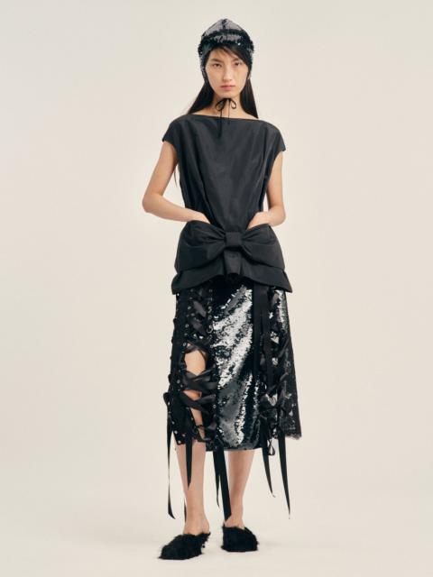 Simone Rocha Boxy Peplum Bow Detail Top