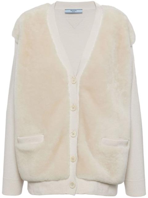 Prada shearling-panel cashmere cardigan