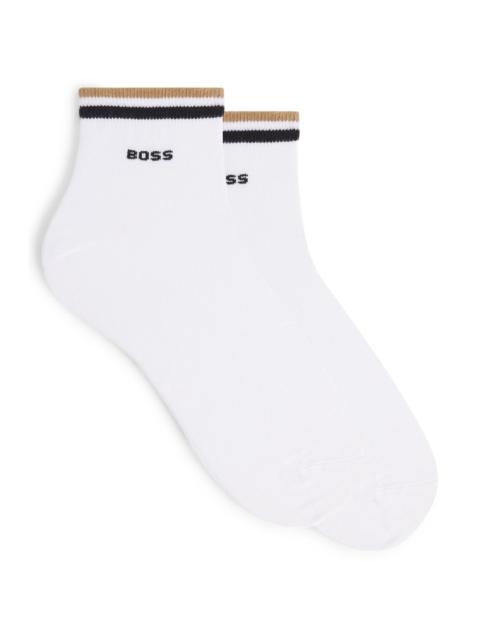 BOSS TWO-PACK OF SHORT SOCKS WITH SIGNATURE-STRIPE CUFFS