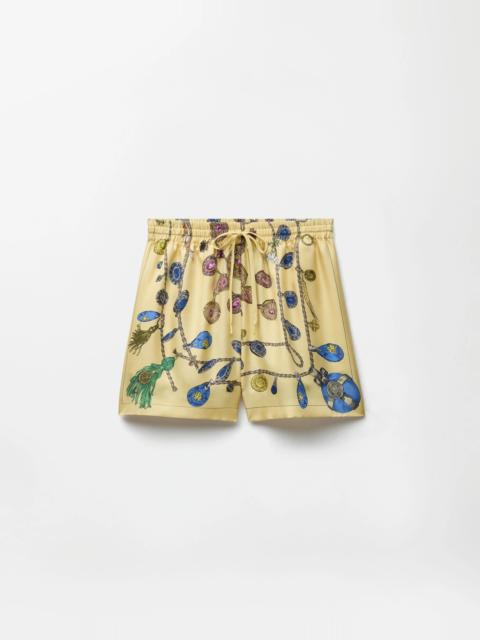 VERSACE Printed Silk Twill Shorts
