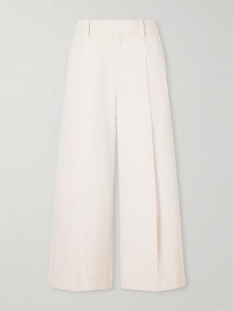 Brunello Cucinelli Cotton-blend wide-leg pants Cream