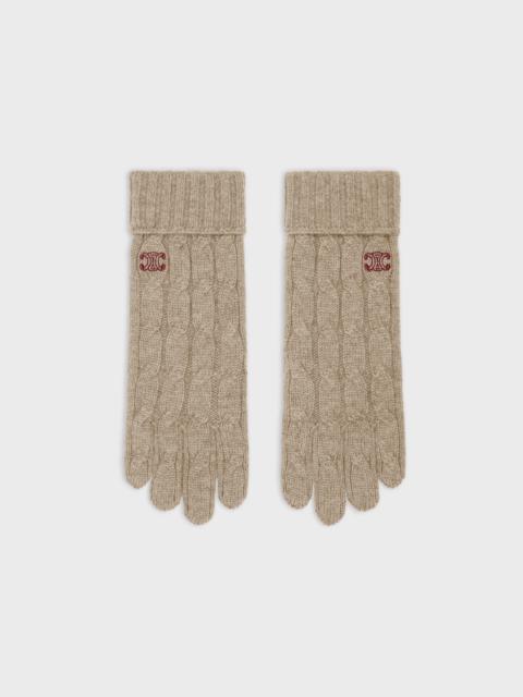CELINE cable-knit triomphe gloves in cashmere