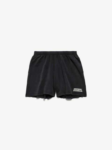 BALENCIAGA Men's Masking Tape Shorts in Faded Black