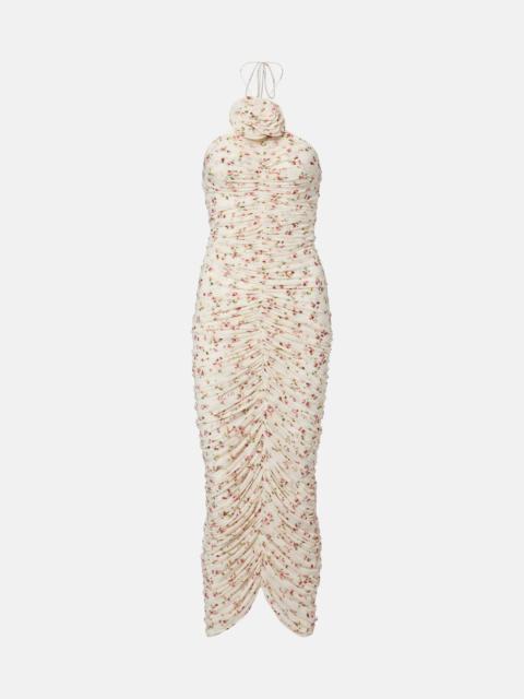 MAGDA BUTRYM Floral-appliqué ruched midi dress