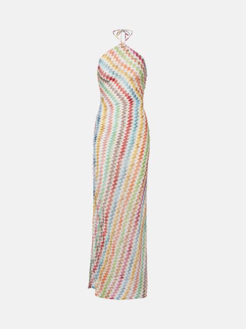 Missoni Zigzag halterneck lamé maxi dress